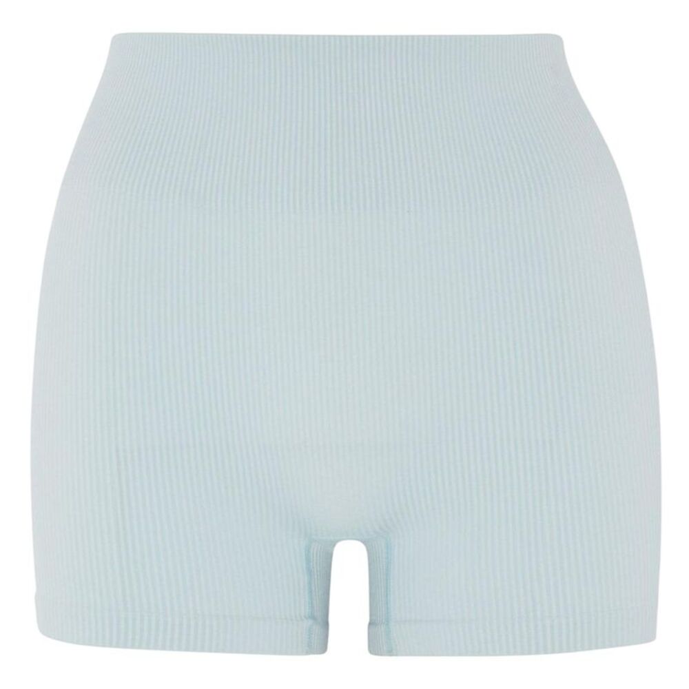 HIIT Womens/Ladies Ribbed High Waist Cycling Shorts / Light Blue